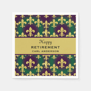 Custom Mardi Gras Retirement Party Napkin