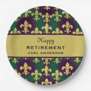 Custom Mardi Gras Retirement Party Paper Plate