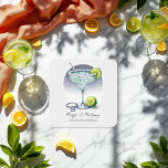 Custom Margs & Matrimony Bridal Shower Square Paper Coaster<br><div class="desc">Complete your bridal shower decor with these stunning 'Margarita & Matrimony' custom coasters! Featuring a beautifully illustrated margarita glass with lime slices, a sparkling engagement ring, and elegant text, these coasters are perfect for protecting surfaces while adding a festive touch to your event. Ideal for margarita, tropical, or summer-themed bridal...</div>