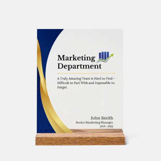 Custom Marketing Department Acrylic Sign (Front)