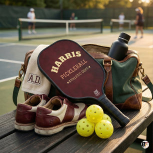 Custom Maroon Collegiate Personalize with Name Pickleball Paddle