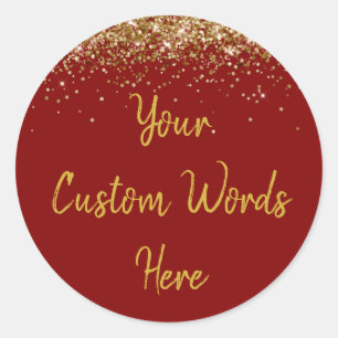Custom Maroon Gold Customized Birthday Party Favou Classic Round Sticker