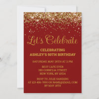 Custom Maroon & Gold Glitter 50th Birthday Party