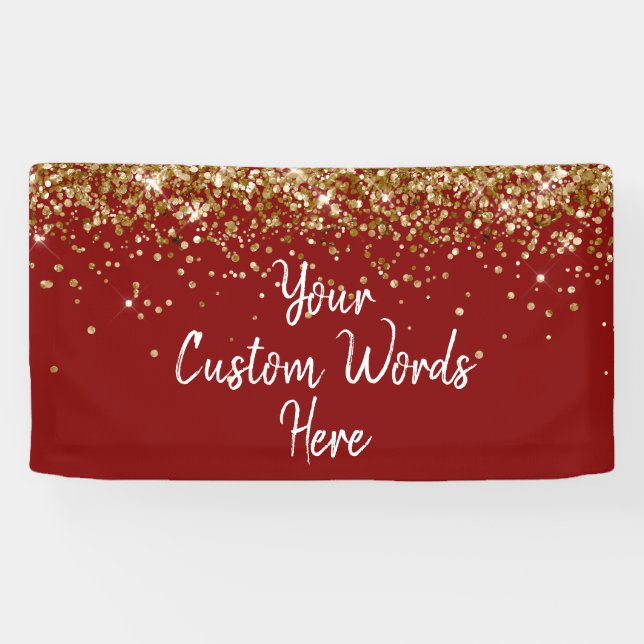Custom Maroon White.Gold Birthday Party Photo Prop Banner (Horizontal)