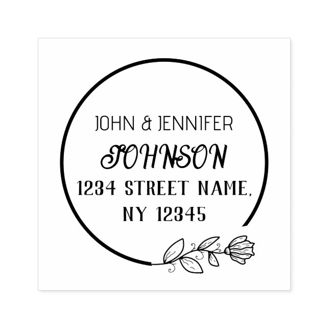 Custom Married Couple Return Address Rubber Stamp (Imprint)