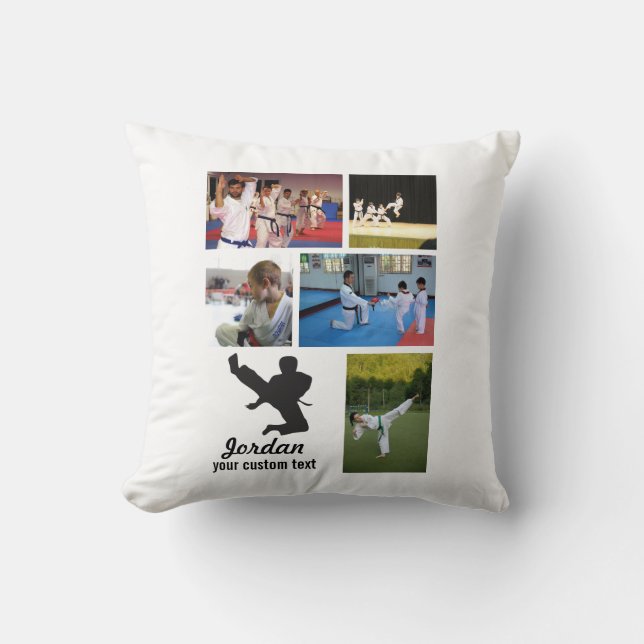 Custom Martial Arts Karate 5 Photo Collage Throw Pillow (Front)