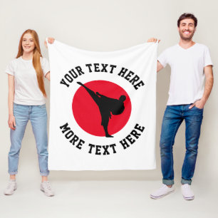Custom martial arts karate kick silhouette fleece blanket