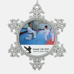 Custom Martial Arts Photo Christmas Snowflake Snowflake Pewter Christmas Ornament