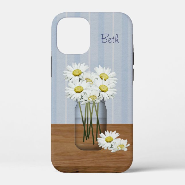 Custom Mason Jar Of Daisies  Case-Mate iPhone Case (Back)
