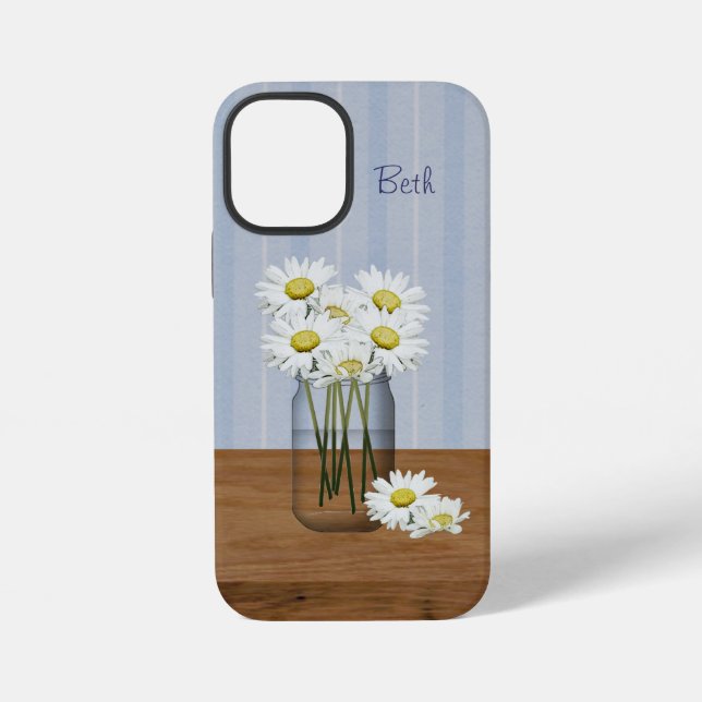 Custom Mason Jar Of Daisies  iPhone Case (Back)