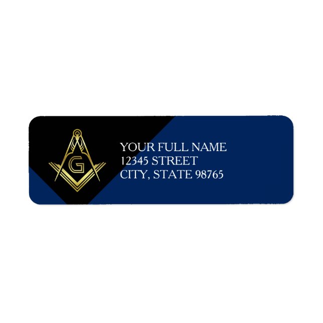 Custom Masonic Return Address Labels | Blue & Gold (Front)