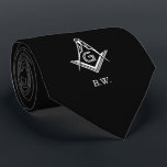 Custom Masonic Ties |  Monogram Freemason Gift<br><div class="desc">Personalize these custom masonic ties with your own monogram initials! These freemason neckties make for a truly personal gift to another brother, friend or family member. The design is comprised of a modern white square and compass freemasonry symbol atop a black background with a template area for you to add...</div>