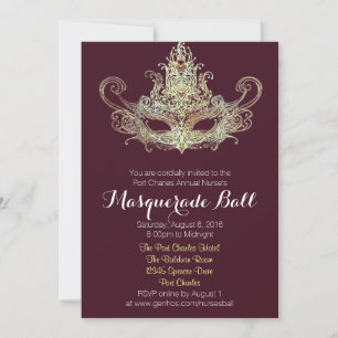 Custom Masquerade Ball Invitations - Wine Colour