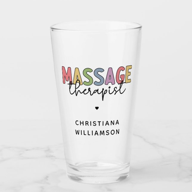 Custom Massage Therapist | Massage Therapy Gifts Glass (Front)