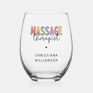 Custom Massage Therapist   Massage Therapy Gifts Stemless Wine Glass
