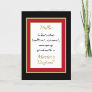Custom Master's degree Congratulations card