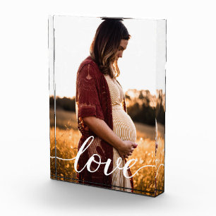 Custom maternity pregnancy photo Love script Block