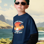 Custom Maui Trip Cool Sunrise Palm Tree Kids T-Shirt<br><div class="desc">These cool sunrise Maui Hawaii children's t-shirts feature your personalized group name for a family reunion or trip to this Hawaiian island. Cute vacation kids tees with an orange sun over the blue ocean waters of your cruise or coastal destination.</div>