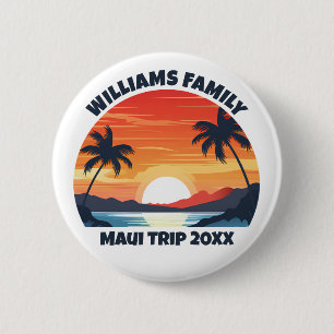 Custom Maui Trip Cool Sunrise Palm Trees 2 Inch Round Button