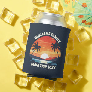 Custom Maui Trip Cool Sunrise Palm Trees Can Cooler