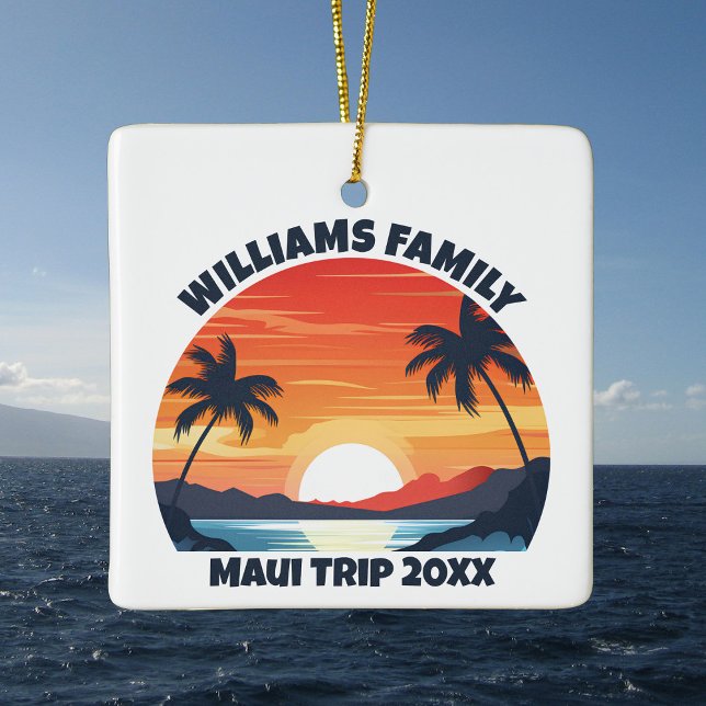 Custom Maui Trip Cool Sunrise Souvenir Christmas Ceramic Ornament (Creator Uploaded)