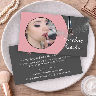 Custom Mauve Taupe Blush Pink Makeup Artist Business Card