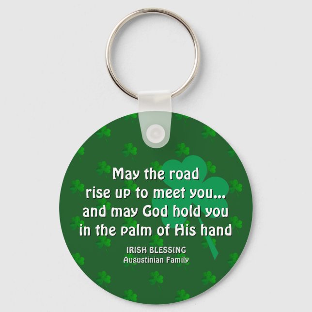 Custom MAY THE ROAD RISE UP St Patricks Day Keychain (Front)