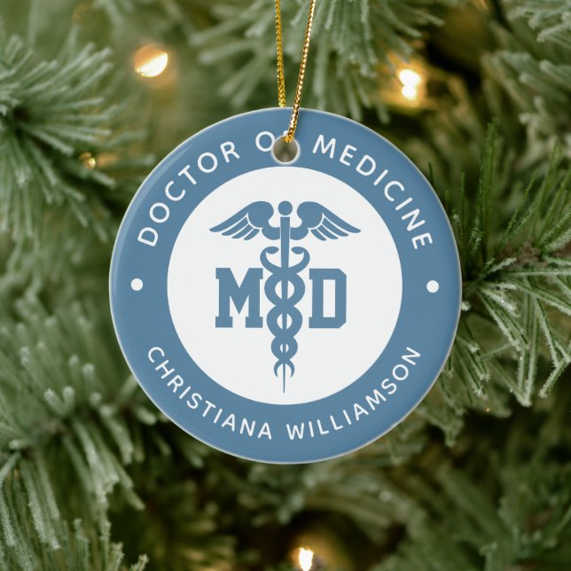 Custom MD Doctor of Medicine Doctor Graduation Ceramic Ornament (Tree)