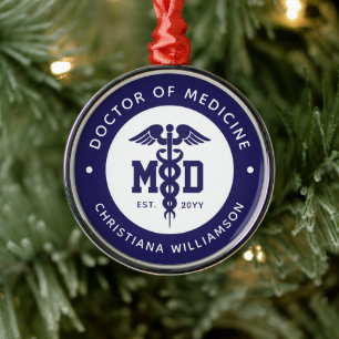 Custom MD Doctor of Medicine Doctor Graduation Metal Ornament