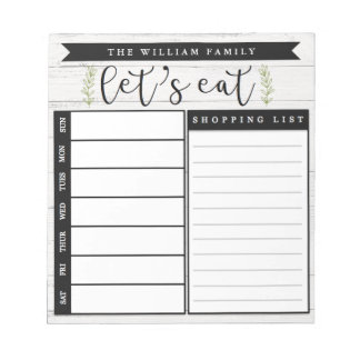 Custom Meal Planner and Grocery List Notepad