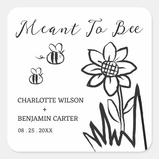 Custom Meant To Bee Wedding Envelope & Favour  Square Sticker (Front)