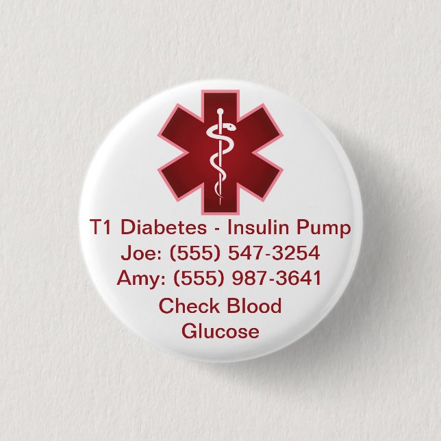 Custom Medical Alert Button Red (Front)