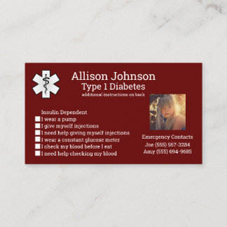 Custom Medical Alert Card Emergency Contacts