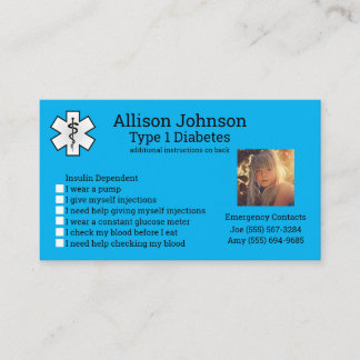 Custom Medical Alert Card Emergency Contacts