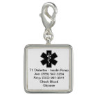 Custom Medical Alert Charm Black