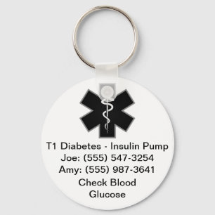 Custom Medical Alert Keychain Black