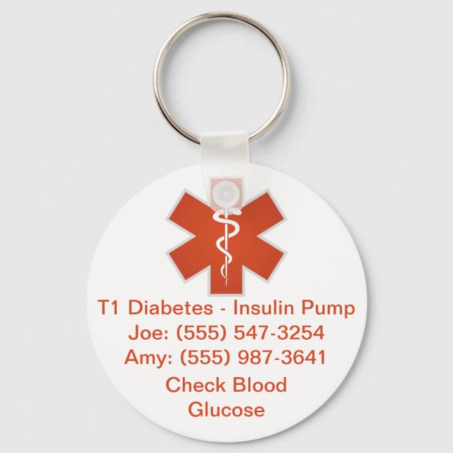 Custom Medical Alert Keychain Orange (Front)