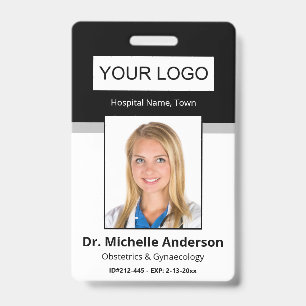 Custom Medical Employee Black Photo Identity Badge