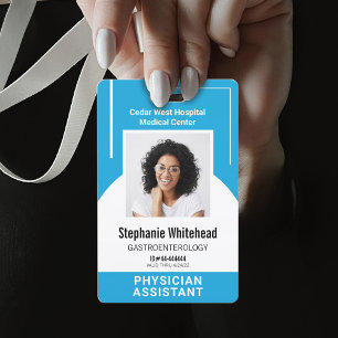 Custom Medical Employee Photo ID Aqua Blue Badge
