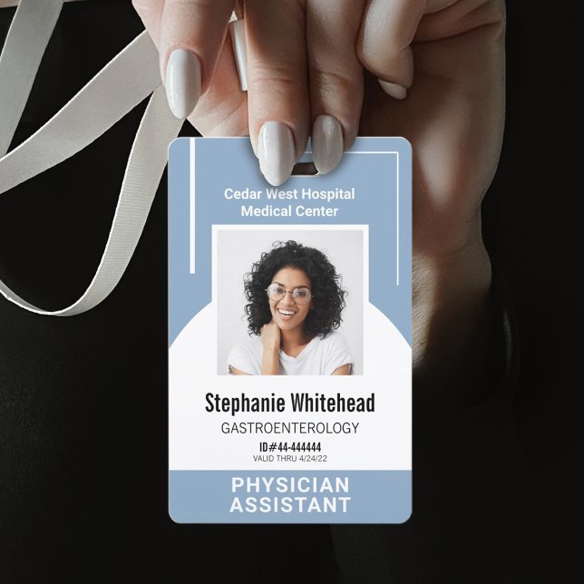 Custom Medical Employee Photo ID Dusty Blue Badge (Your photo ID employee badge is not just an identification tool, but a powerful communication medium)