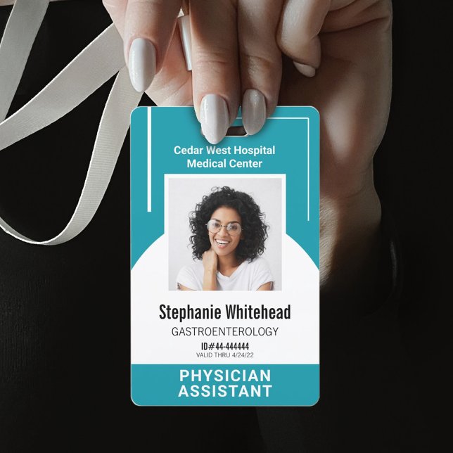 Custom Medical Employee Photo ID Teal Blue Badge (Your photo ID employee badge is not just an identification tool, but a powerful communication medium)