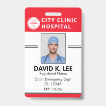 Custom Medical ID Badge | Registered Nurse RN RED