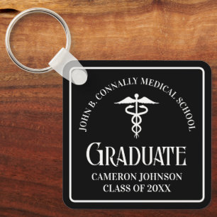 Custom Medical School Black Graduation Keepsake Keychain