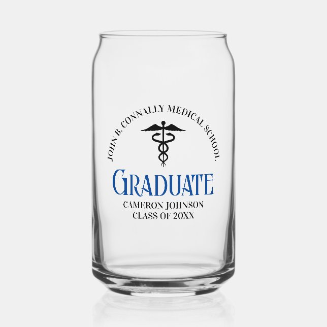 Custom Medical School Graduation Commemorative Can Glass (Front)