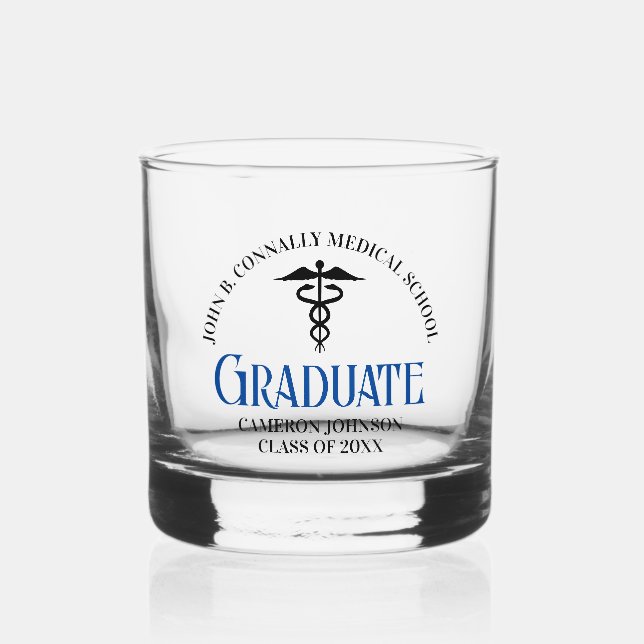 Custom Medical School Graduation Commemorative Whiskey Glass (Front)