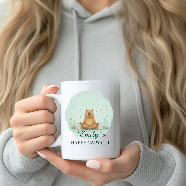 Custom Meditating Capy Cup Mug with Name (Custom Meditating Happy Capy Cup Mug with Name)