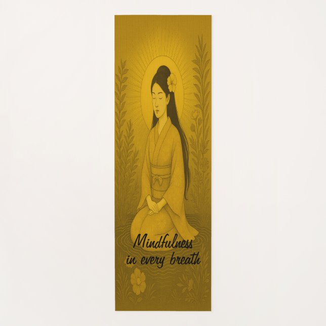   Custom Meditation Art Mindfulness Zen Brown  Yoga Mat (Front)
