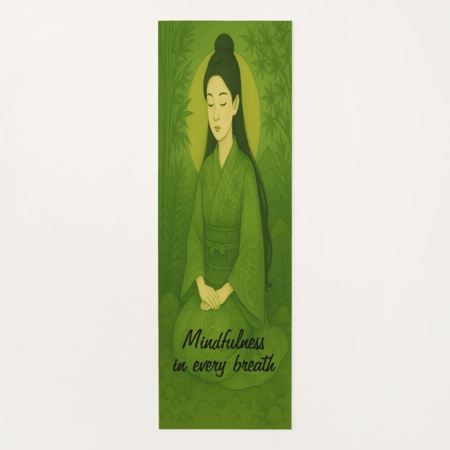   Custom Meditation Art Mindfulness Zen Green  Yoga Mat (Front)