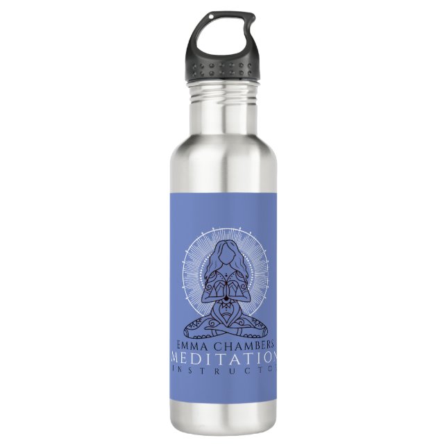 Custom Meditation Instructor Lotus Mandala Blue  710 Ml Water Bottle (Front)