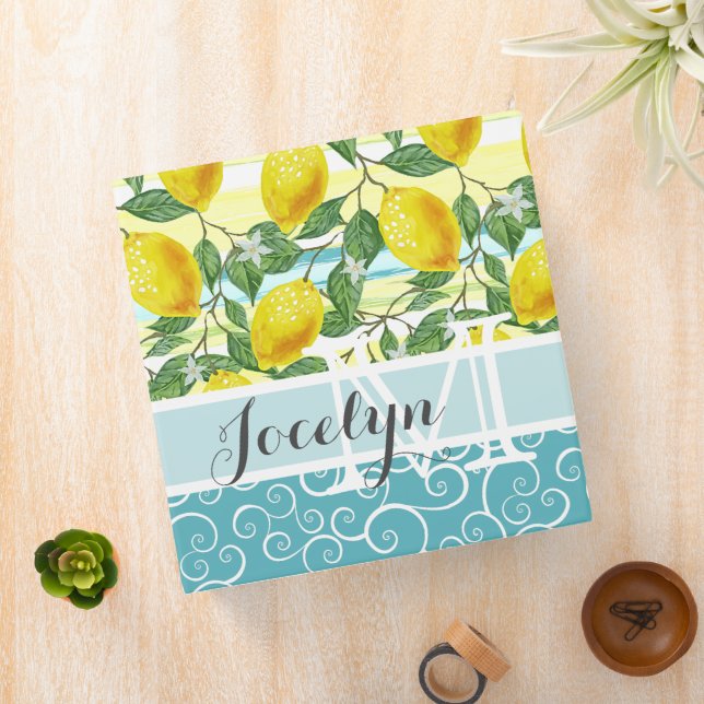 Custom Mediterranean Summer Lemon Fruit Pattern Binder (In Situ)